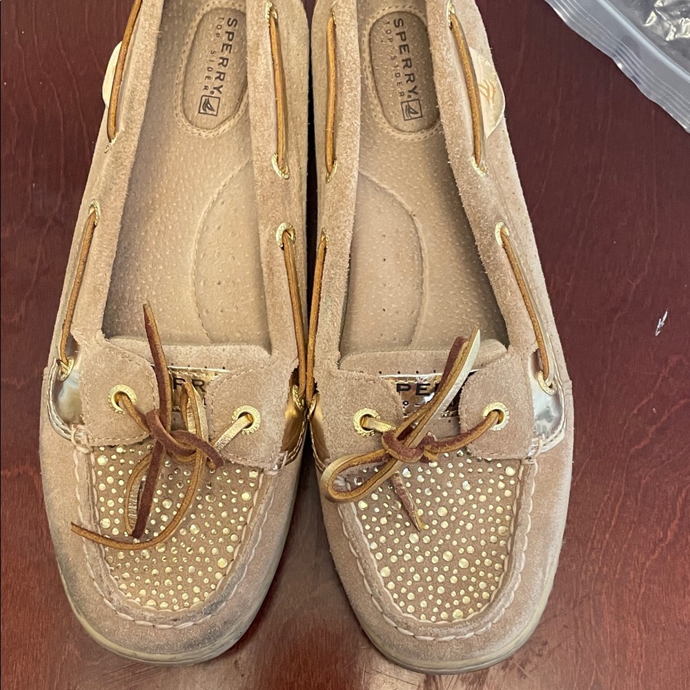 Sperry Topsiders Gold/Tan Suede Deckshoes Loafers 9